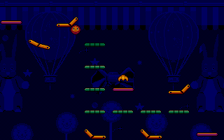 Bumpy's Arcade Fantasy (DOS) screenshot: These orange bumpers shoot you all over the place.