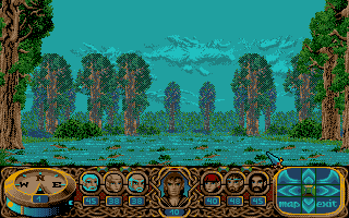 Crystals of Arborea (DOS) screenshot: Walking around a swamp. (VGA)