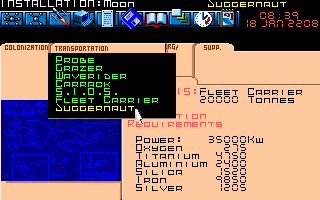 Millennium: Return to Earth (DOS) screenshot: In the research laboratory, scientists discover new and improved technologies such as advanced ships...