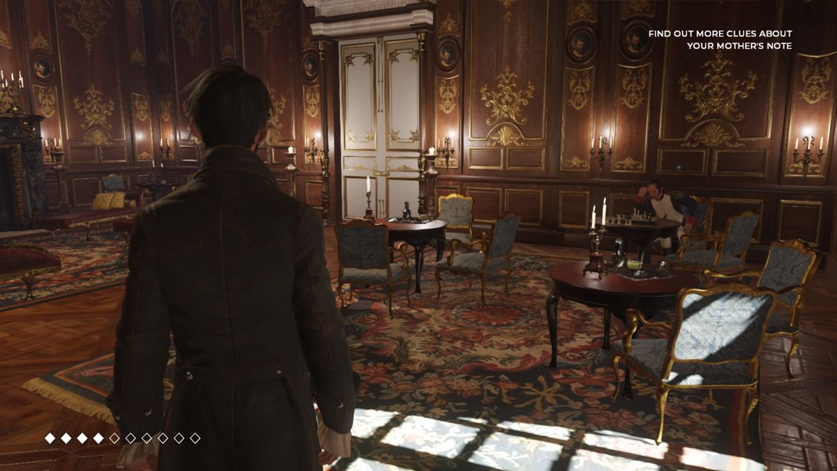 The Council: Episode 2 - Hide and Seek (PlayStation 4) screenshot: French Lieutenant seems to be playing chess against himself