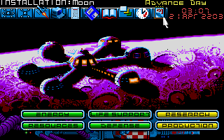 Millennium: Return to Earth (DOS) screenshot: The moon base. This is your headquarter and command center.