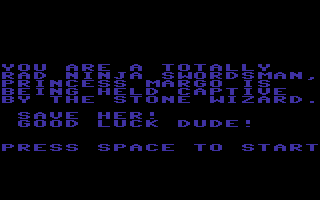Kid Niki: Radical Ninja (Commodore 64) screenshot: Are you a bad enough ninja to rescue the princess?