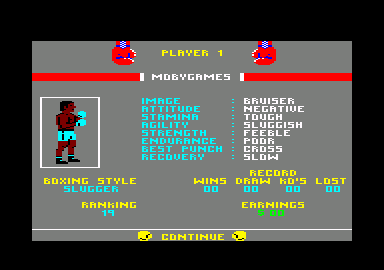 Star Rank Boxing (Amstrad CPC) screenshot: OK, this is you.