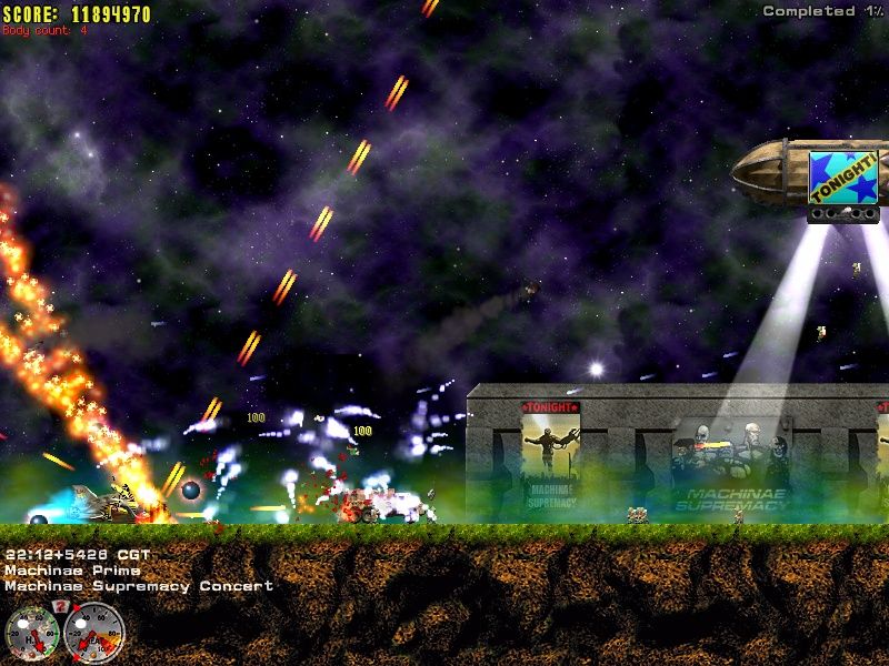 Jets 'n' Guns Gold (Windows) screenshot: The mission has just begun and I already have a bodycount of 4.
