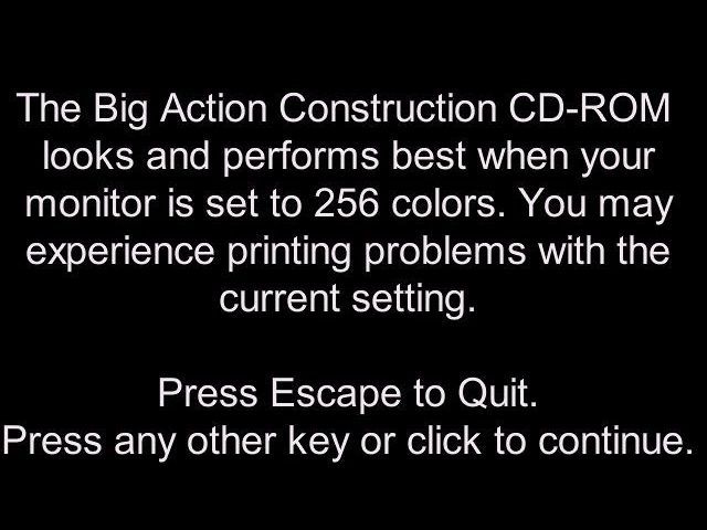 Fisher-Price Big Action Construction (Windows) screenshot: Before the game loads the player may see this warning