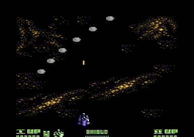 Mega Phoenix (Commodore 64) screenshot: Try to destroy some of the eggs...