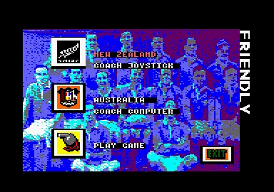 World Class Rugby (Amstrad CPC) screenshot: Select your team and controls