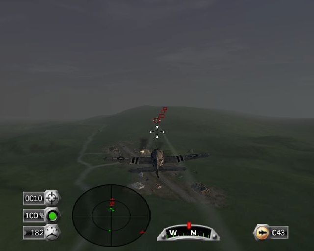 Dogfight: Battle for the Pacific (PlayStation 2) screenshot: The second mission sees the airbase under attack from enemy bombers. The player takes to the air armed with rockets not guns