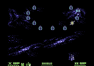 Mega Phoenix (Commodore 64) screenshot: The first level