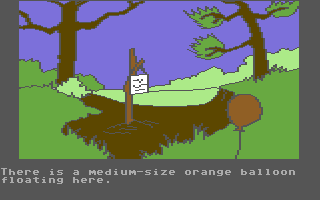 Winnie the Pooh in the Hundred Acre Wood (Commodore 64) screenshot: You have found a balloon. Whose could it be?