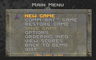 Rise of the Triad: Dark War (DOS) screenshot: Main menu.