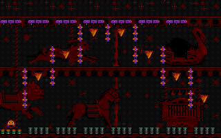 Bumpy's Arcade Fantasy (DOS) screenshot: Bouncing on spring platforms in the 2nd world.