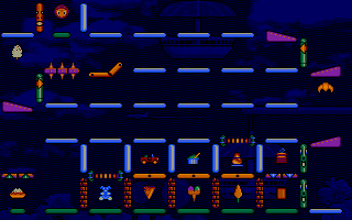 Bumpy's Arcade Fantasy (DOS) screenshot: These bumpers change faces and unlock if I find the right sequence.