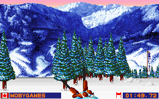 Winter Olympics: Lillehammer '94 (DOS) screenshot: Those trees will kill you.