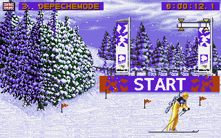 Winter Olympics: Lillehammer '94 (DOS) screenshot: The biathlon has qualifiers.