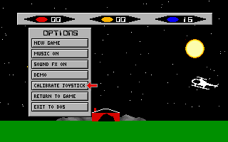 Airlift Rescue (DOS) screenshot: The options screen