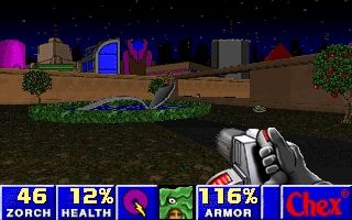 Chex Quest 2 (DOS) screenshot: Inside the museum square