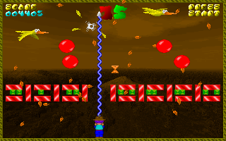 Super Bubble Mania (DOS) screenshot: Killing a passing bird.