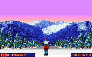 Winter Olympics: Lillehammer '94 (DOS) screenshot: For the most part the track is pretty straight.