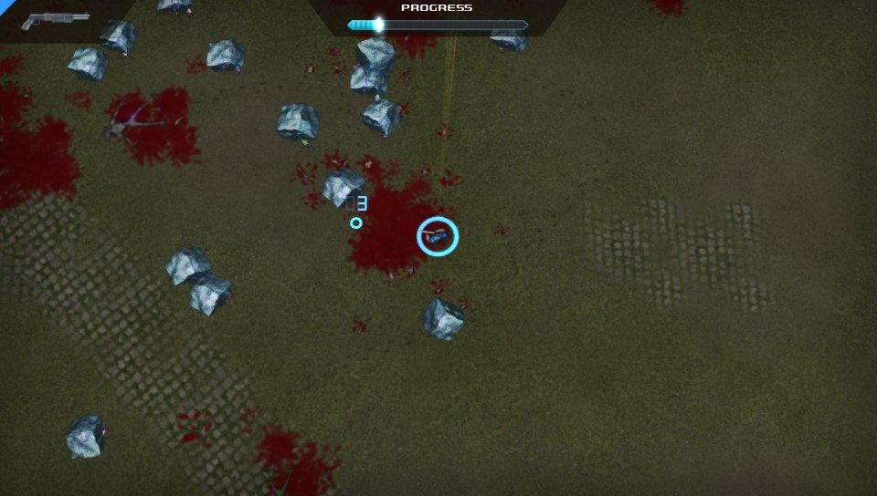 Crimsonland (PS Vita) screenshot: Temporarily freezing all the on-screen aliens (Trial version)