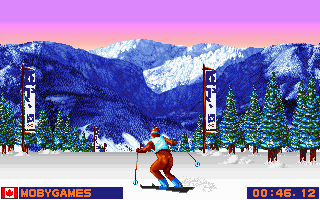 Winter Olympics: Lillehammer '94 (DOS) screenshot: The occasional turn however can greatly throw off your game.