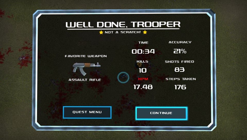 Crimsonland (PS Vita) screenshot: Level score (Trial version)