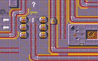 S.C.Out (DOS) screenshot: Being transported through the electrical line.