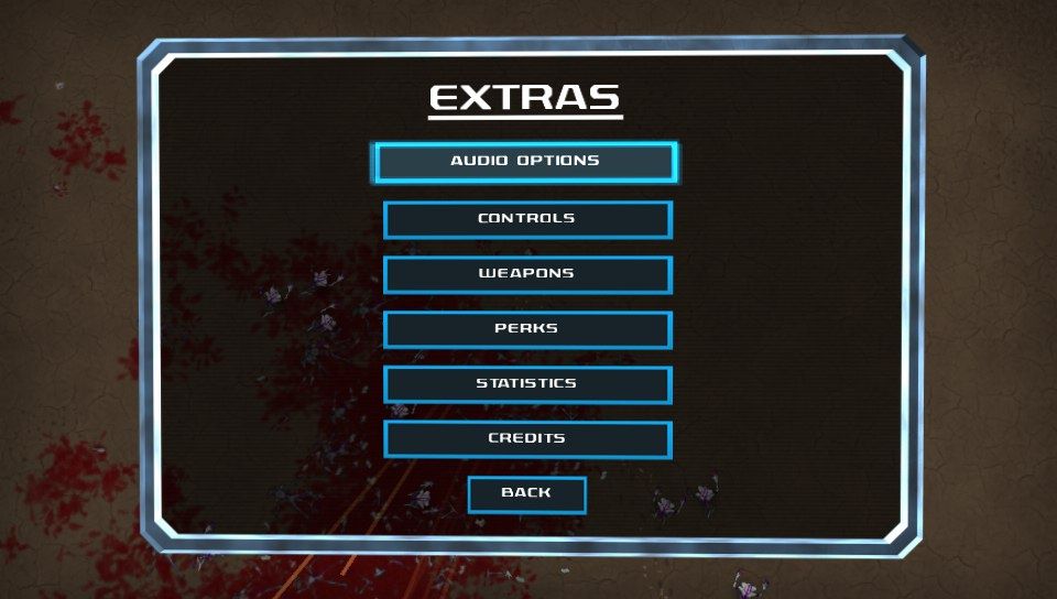 Crimsonland (PS Vita) screenshot: Extras menu (Trial version)