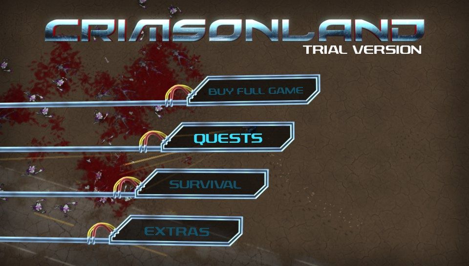 Crimsonland (PS Vita) screenshot: Main menu (Trial version)