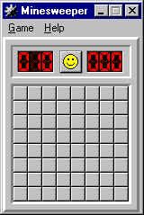 Minesweeper (Windows) screenshot: Beginner Level - small field