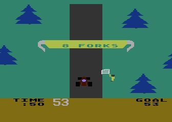 Math Mileage (Atari 8-bit) screenshot: Reaching the goal