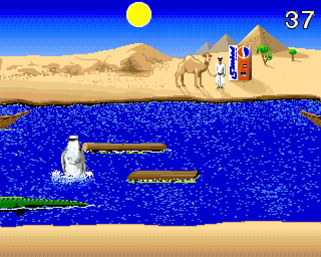 Pepsi: All Over the World (Amiga) screenshot: Egypt game: Falling in