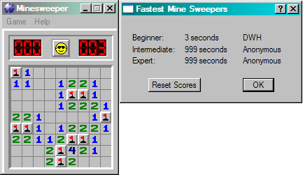 Minesweeper (Windows) screenshot: I...won...YAHOO!