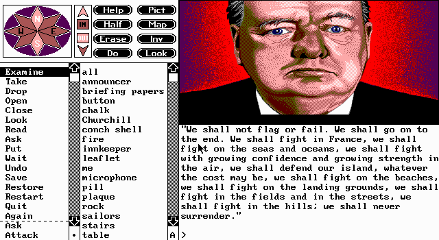 Timequest (DOS) screenshot: Sir Winston Churchill himself