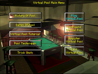 Virtual Pool (DOS) screenshot: Main menu