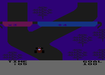 Math Mileage (Atari 8-bit) screenshot: Night driving