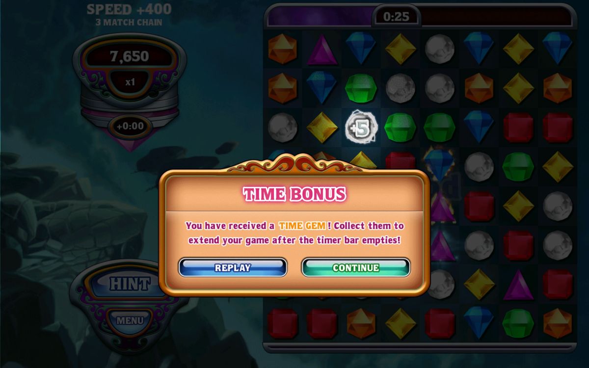 Bejeweled: Classic (Android) screenshot: Explanation of Time Gems
