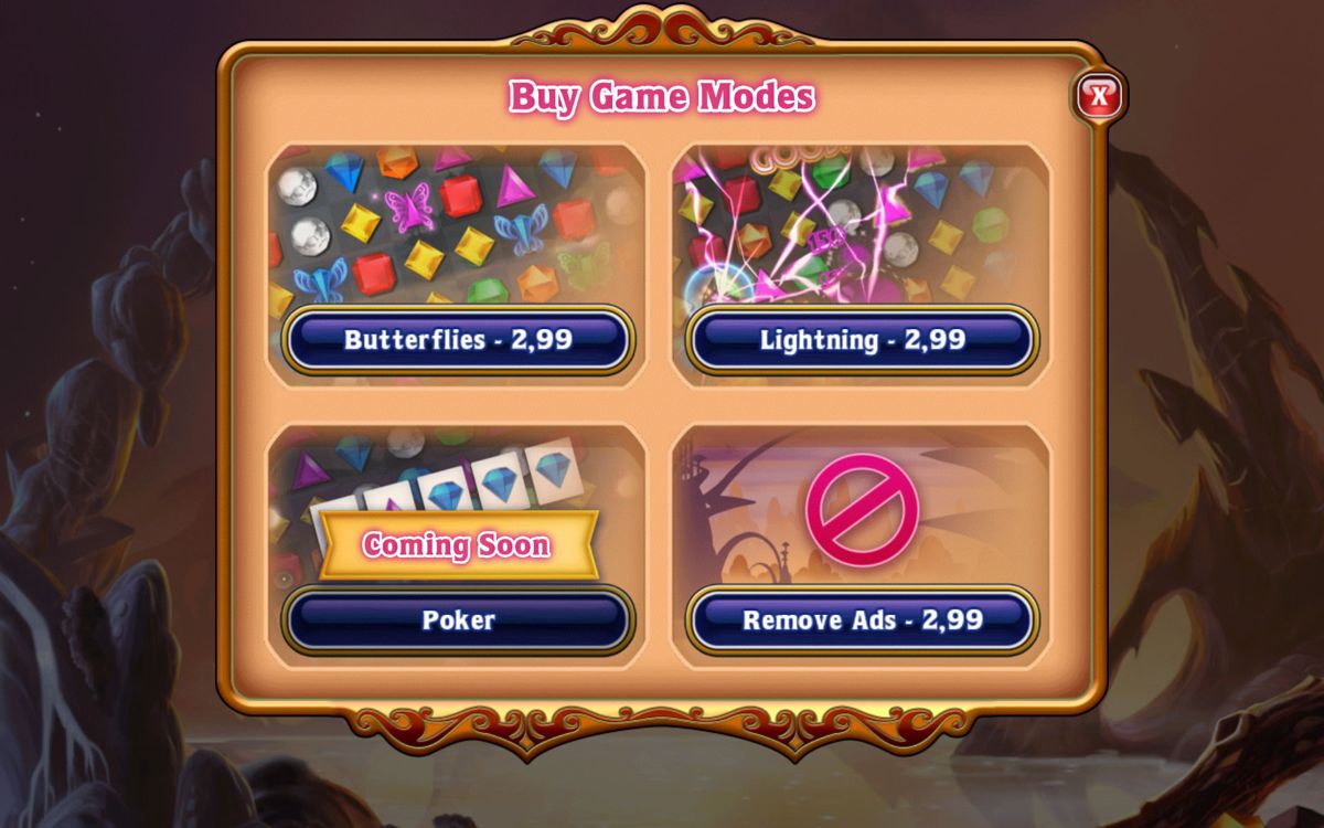 Bejeweled: Classic (Android) screenshot: Buy game modes.