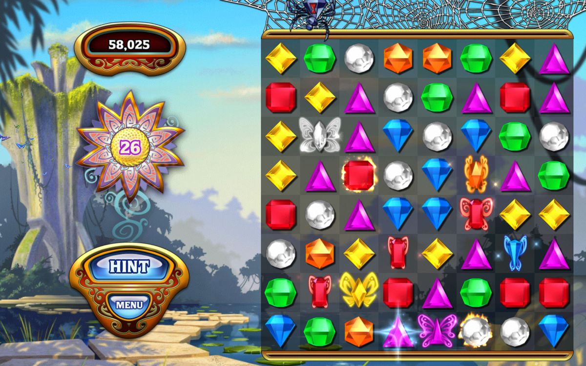 Bejeweled: Classic (Android) screenshot: A Butterflies game in progress