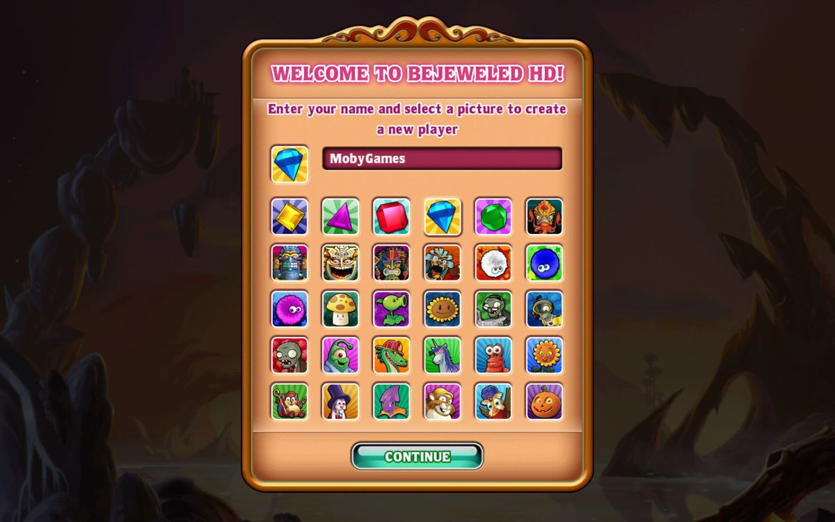 Bejeweled: Classic (Android) screenshot: Setting up a profile.