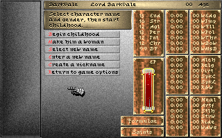 Darklands (DOS) screenshot: Character creation