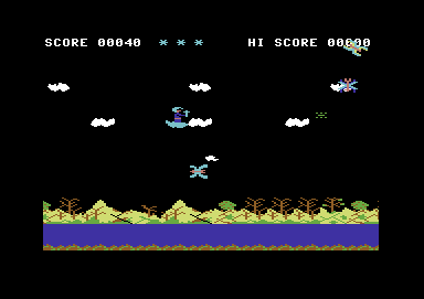 Monkey Magic (Commodore 64) screenshot: Got one of the creatures