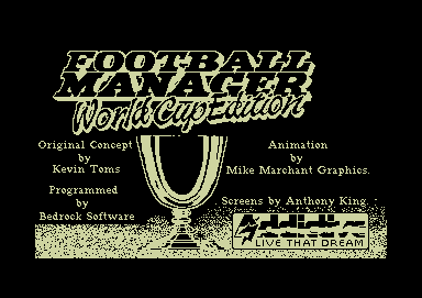 Football Manager: World Cup Edition 1990 (Commodore 64) screenshot: Loading screen and credits