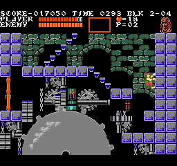 Castlevania III: Dracula's Curse (NES) screenshot: Wall-climbing is Grant's special ability.