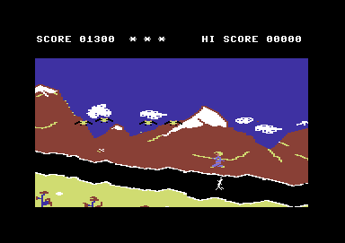 Monkey Magic (Commodore 64) screenshot: Jumping over a crack