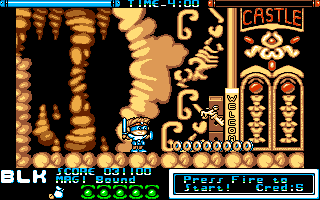 Chiki Chiki Boys (Amiga) screenshot: When you defeat a boss, get the key to proceed to the next level