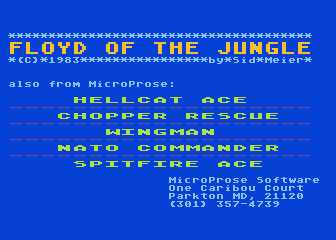 Floyd of the Jungle (Version II) (Atari 8-bit) screenshot: Loading Screen