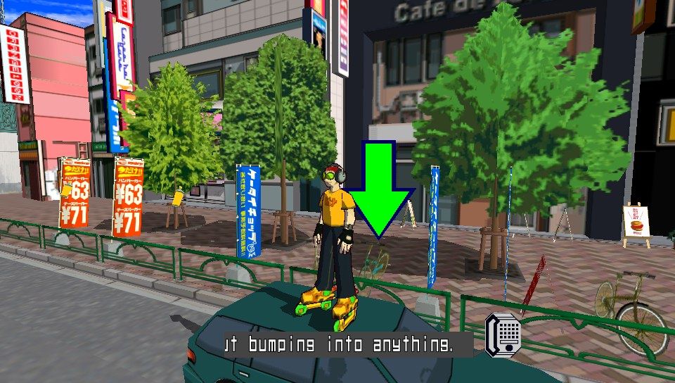 Jet Grind Radio (PS Vita) screenshot: You can jump onto vehicles (Trial version)