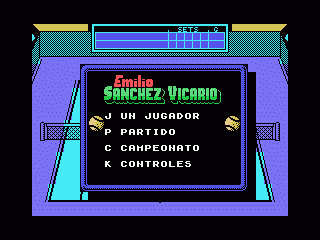 Emilio Sanchez Vicario Grand Slam (MSX) screenshot: Match Mode and Player Select screen