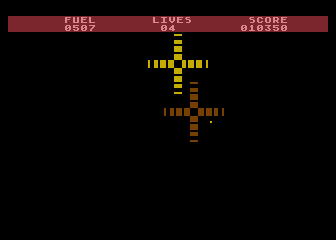 Thrust (Atari 8-bit) screenshot: Hyperspace! Or, uh, something...